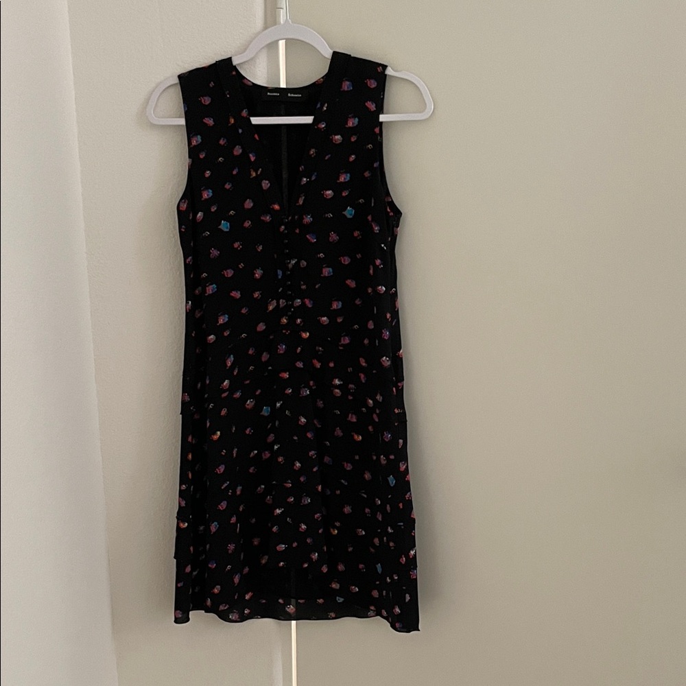 NWOT Proenza Schouler 100% Silk Black Dress with Red, Yellow and Blue Accents